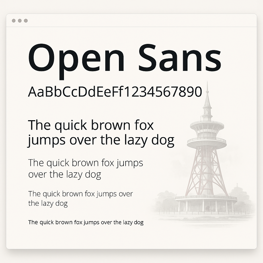"Open Sans font on a modern website design for a Raipur business."