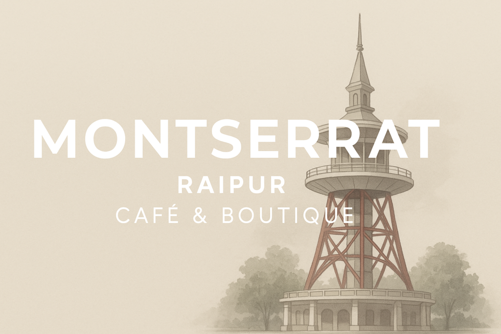 "Montserrat font used in a banner for a Raipur cafe website."