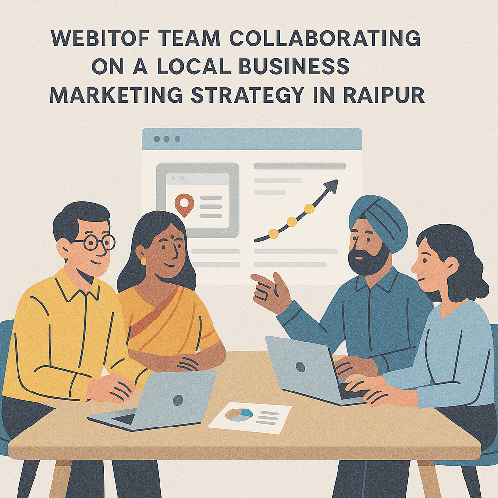 Webitof team collaborating on a local business marketing strategy in Raipur.