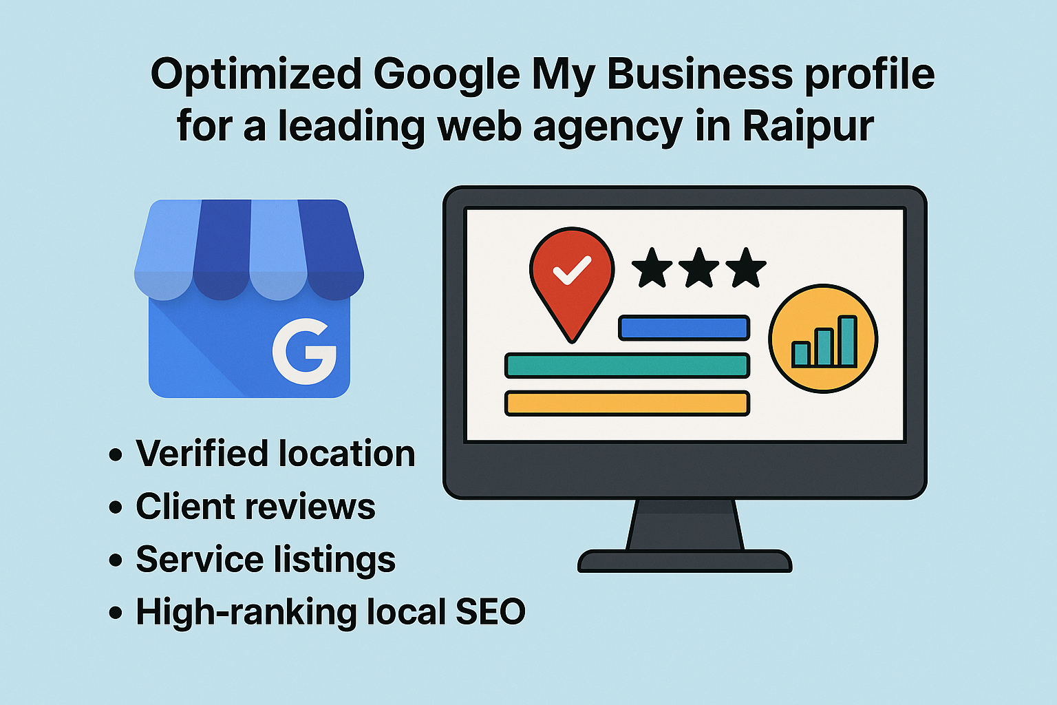 A concise and descriptive text that includes relevant keywords (e.g., "Optimized Google My Business profile for a restaurant in Raipur").