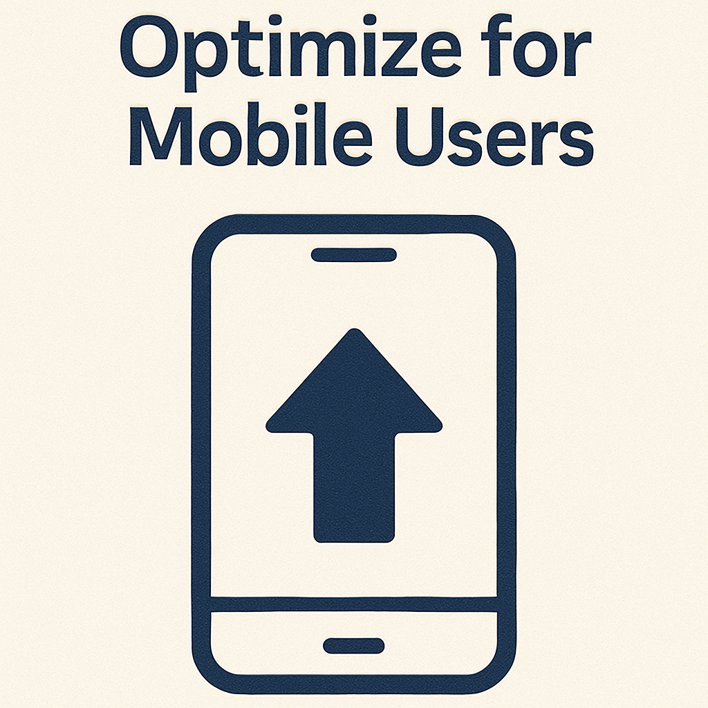Mobile phone with upward arrow icon representing website optimization for mobile users.