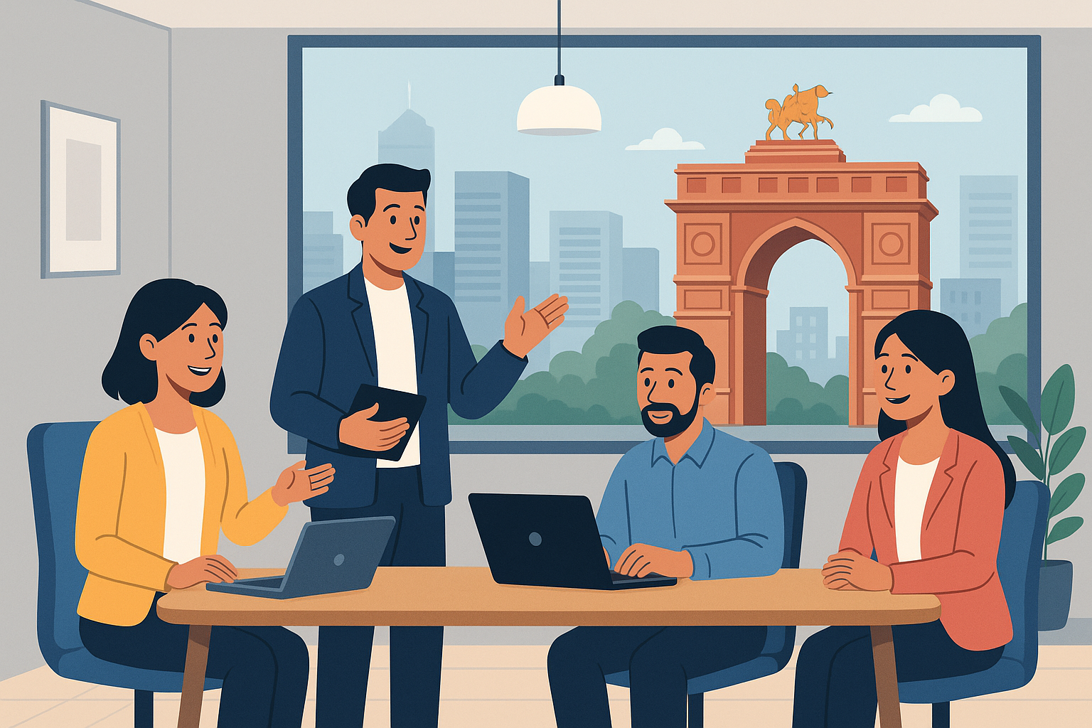 Webitof team meeting with a client in Raipur.