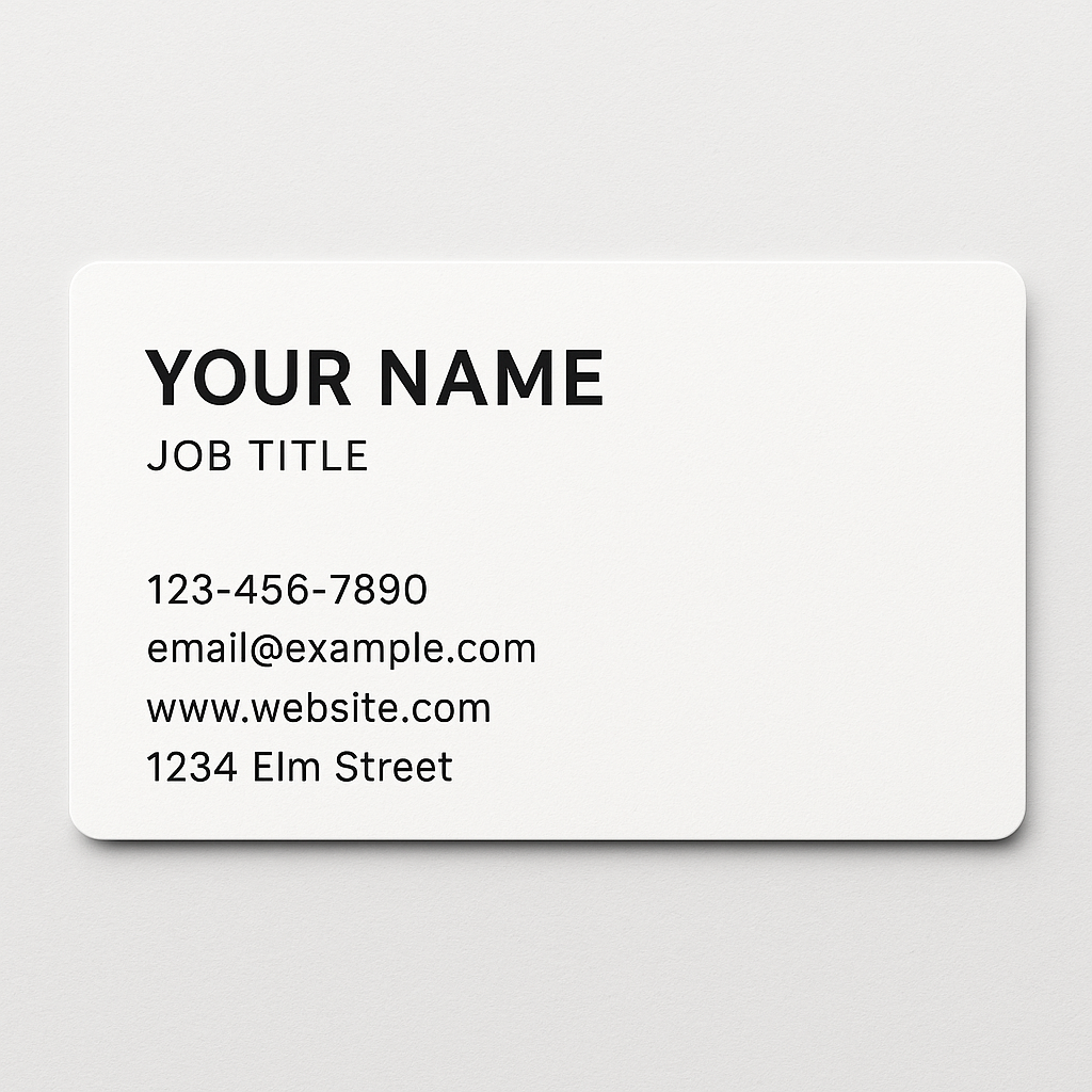 Minimalist business card design with clear typography.