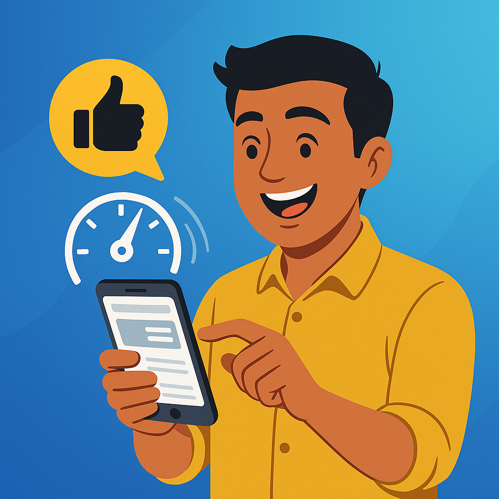 Happy Raipur customer quickly Browse a fast website on a mobile phone
