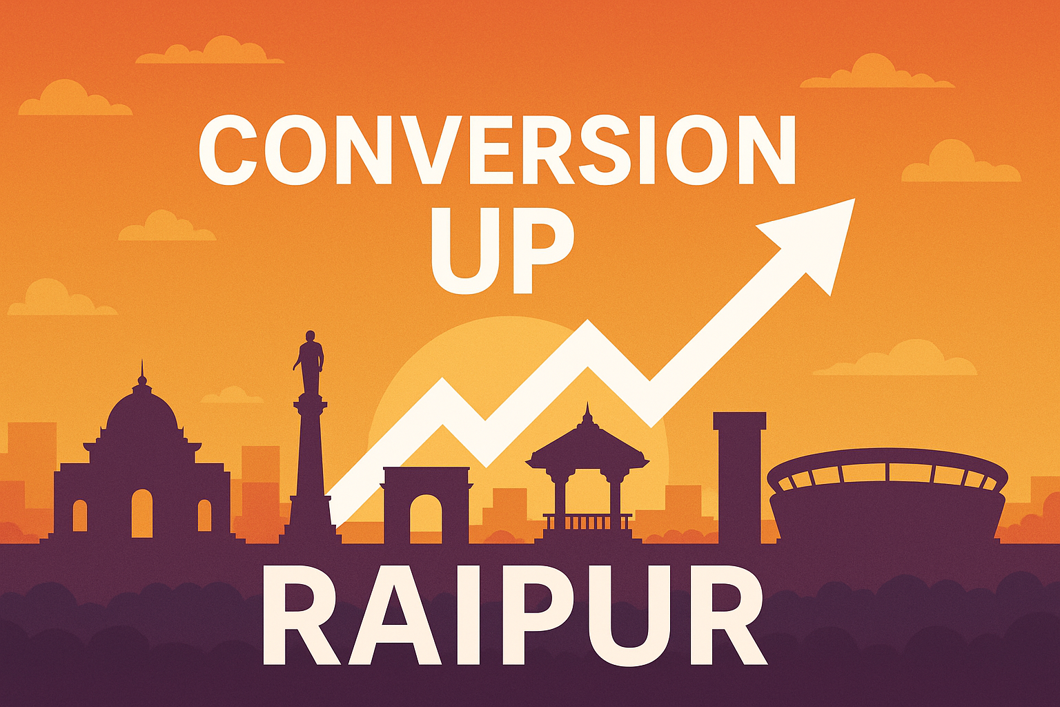  Raipur skyline with conversion arrow, Webitof high-converting websites.