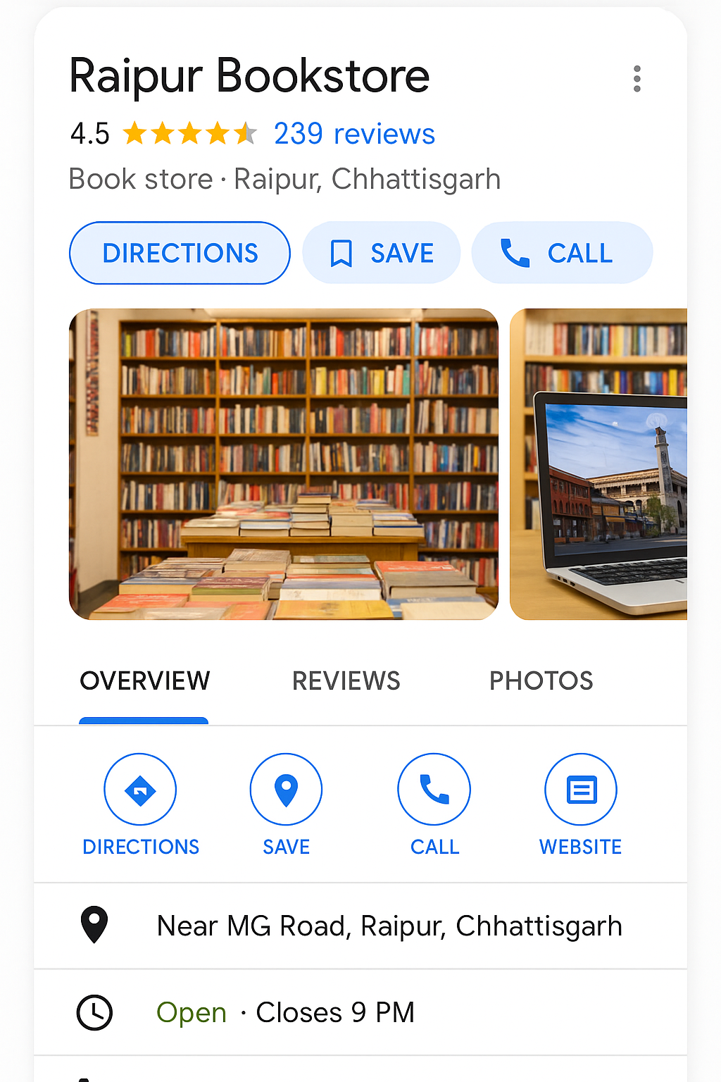 Optimized Google My Business profile for a small business in Raipur, Chhattisgarh