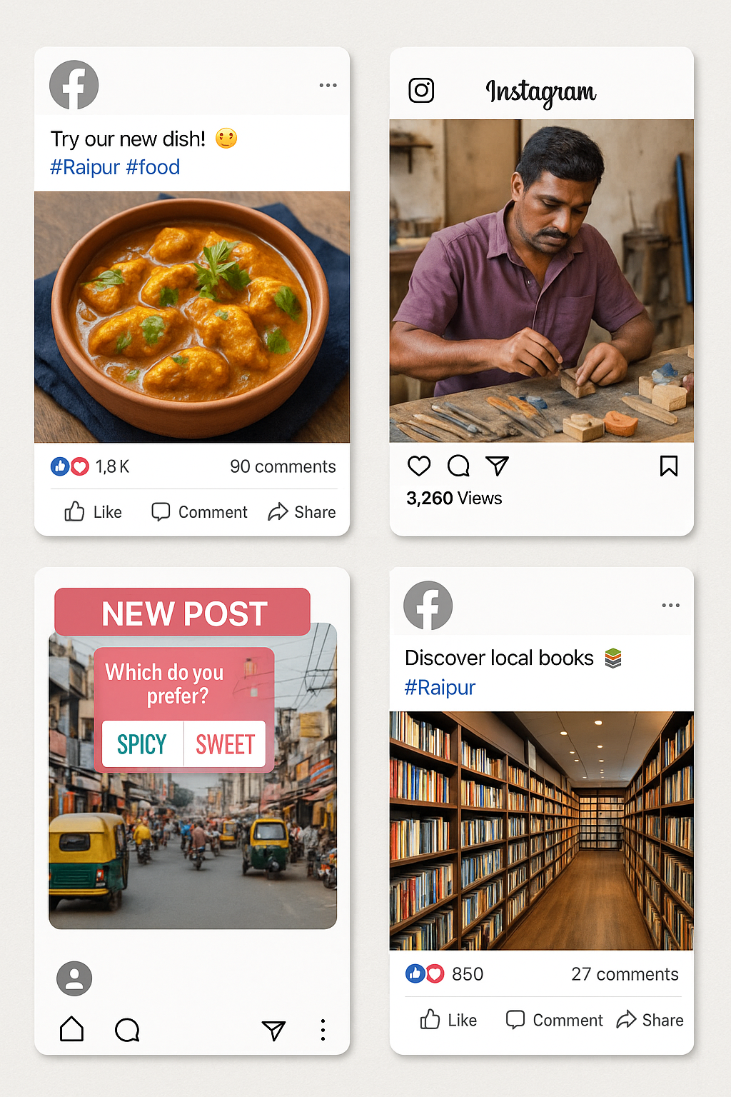 Engaging social media content for small businesses in Raipur