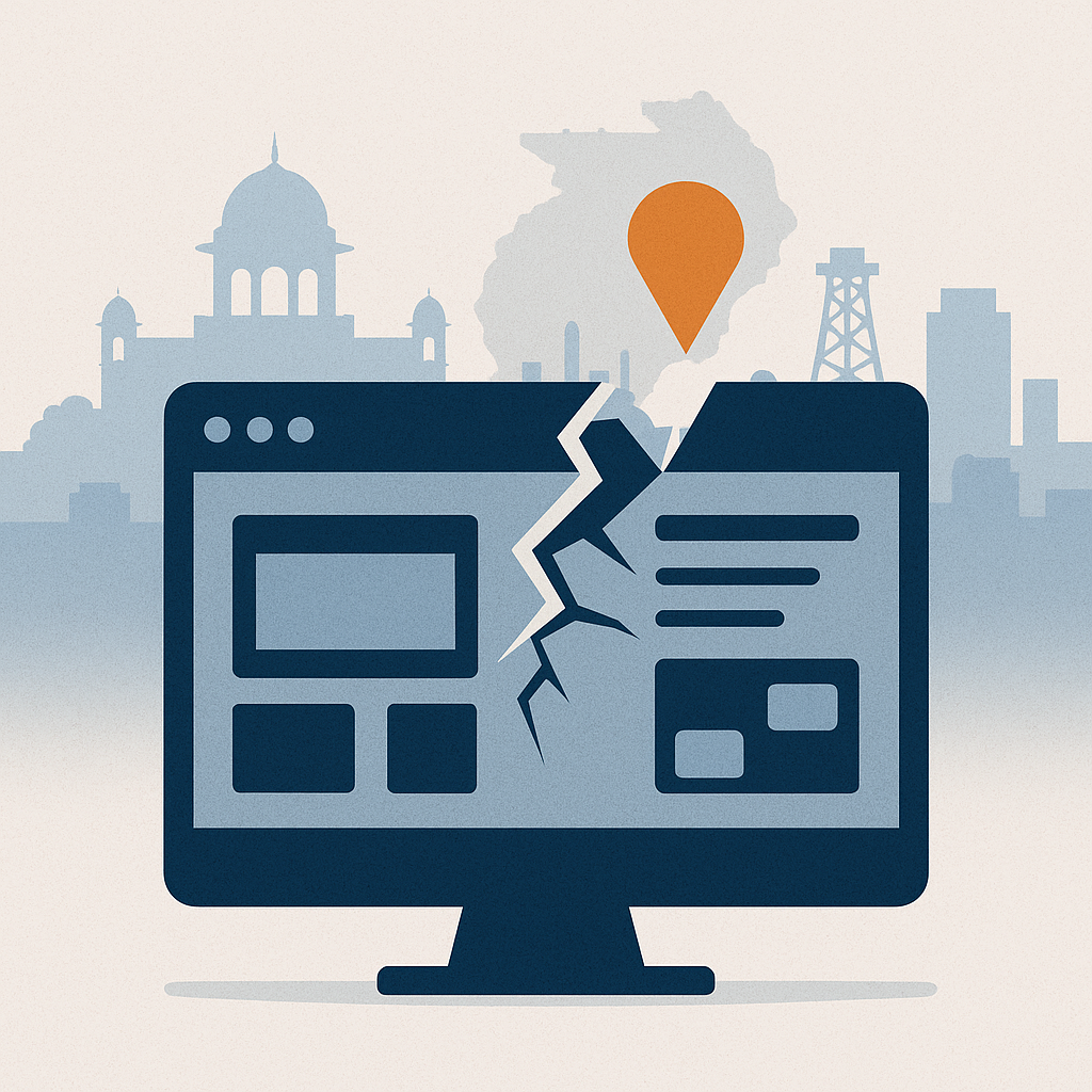 Broken website icon for Raipur startups, common web design mistakes