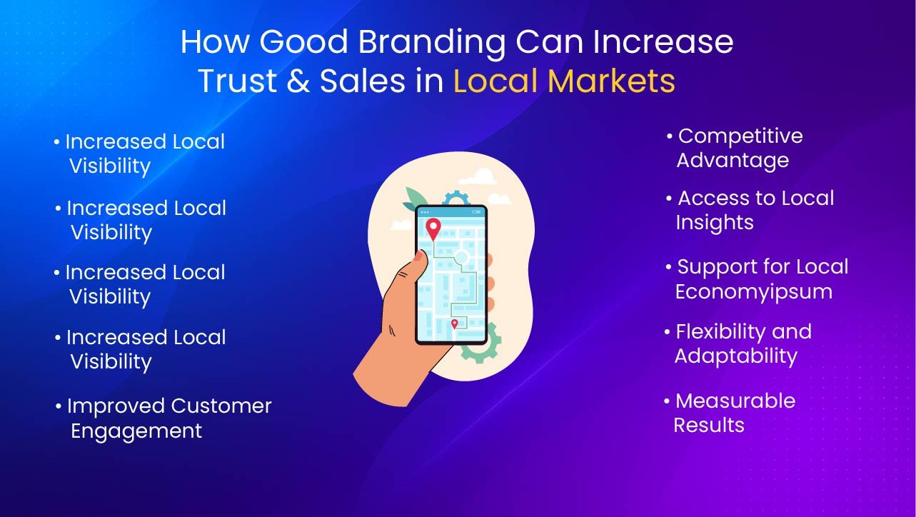 How Good Branding Can Increase Trust & Sales in Local Markets - Key Benefits List with Illustration