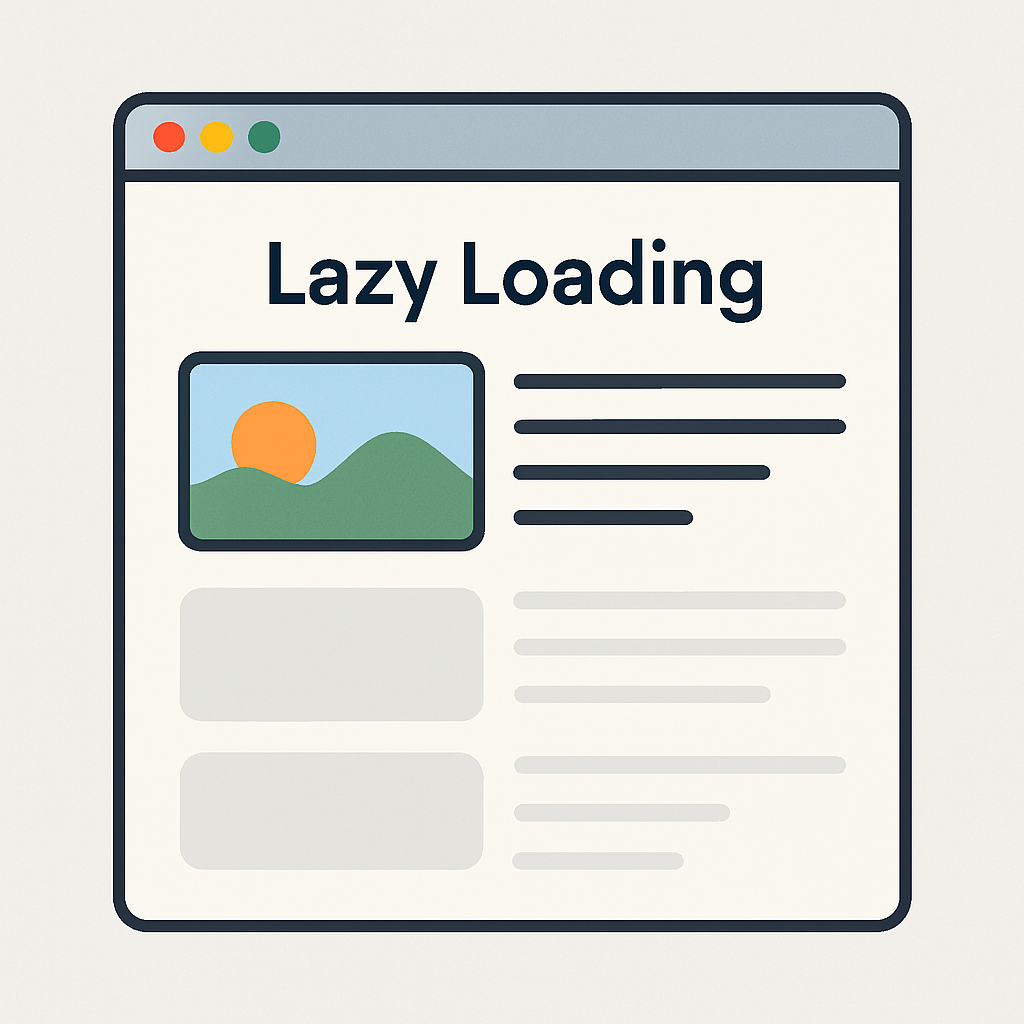 "Visual representation of Lazy Loading technique improving website speed."