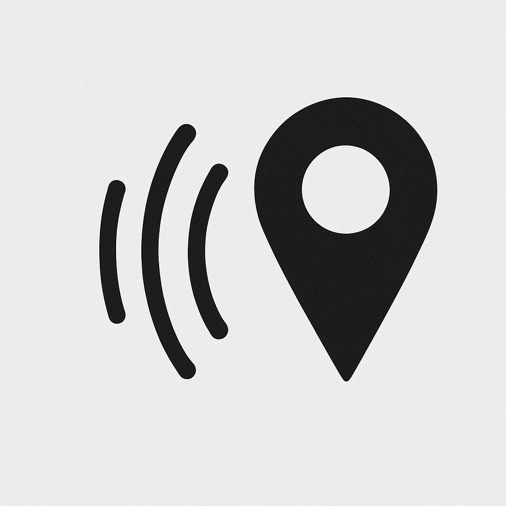 Sound waves pointing to map pin icon