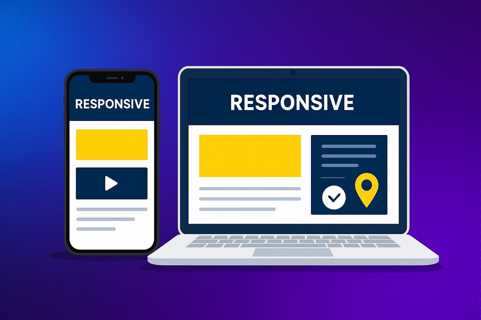 Responsive website design displayed on a smartphone and laptop screen