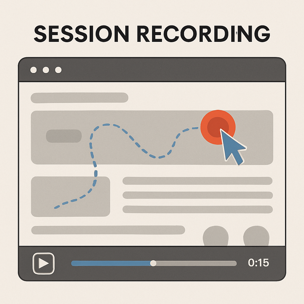 Session recording playback interface demonstrating user mouse movements
