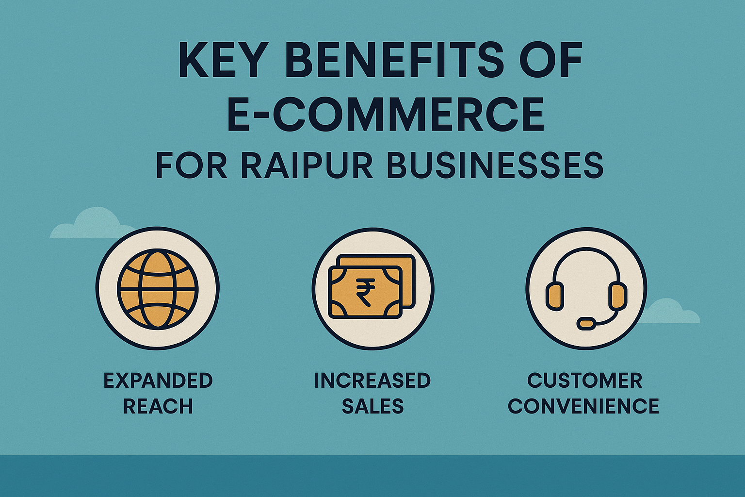 "Infographic showing benefits of e-commerce for Raipur businesses: expanded reach, increased sales, customer convenience"