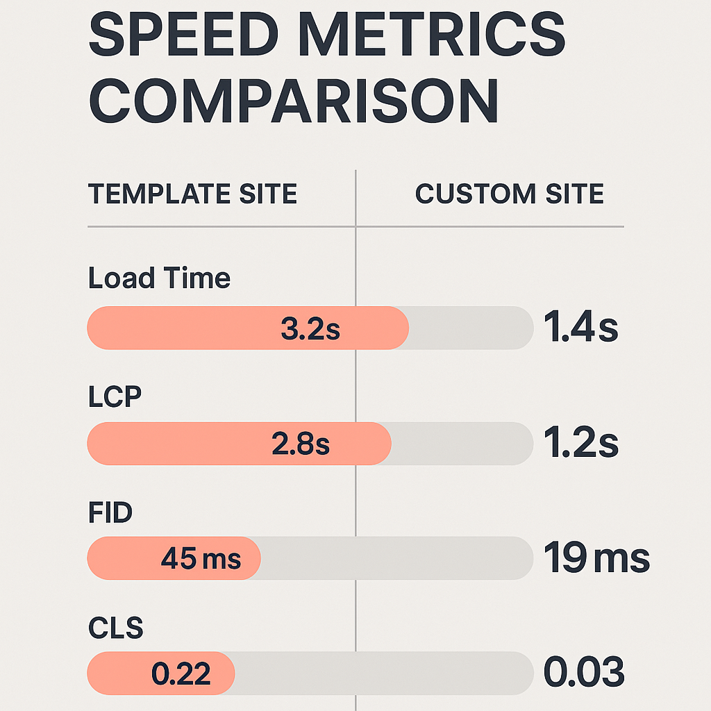 "Website speed comparison: Custom vs. Template for Raipur"