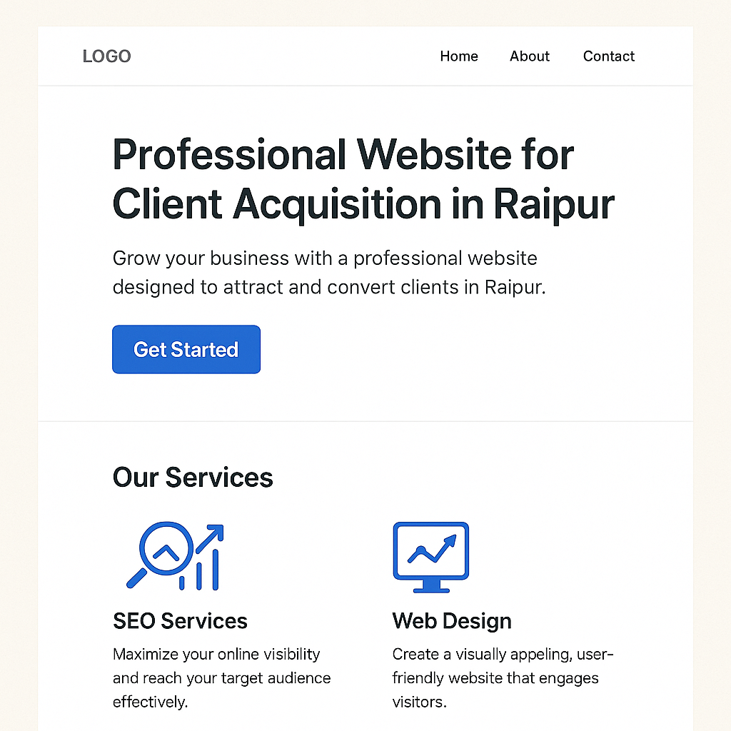 A professional website homepage for client acquisition in Raipur
