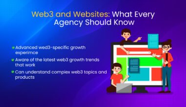 Web3 and Websites – What Every Agency Should Know in 2025, featuring cartoon designers working on a colorful website layout.