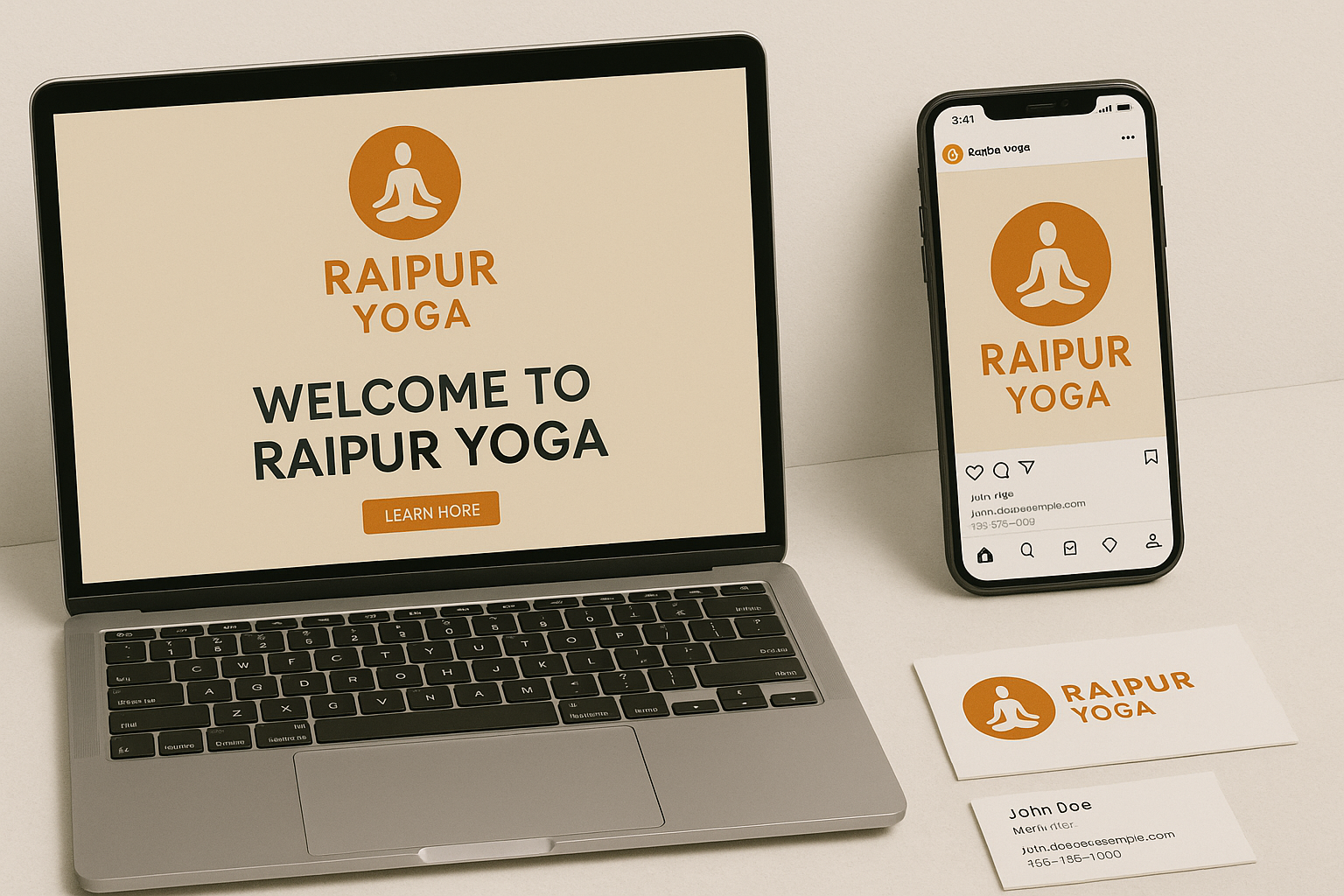 Consistent branding across different platforms for a Raipur business.