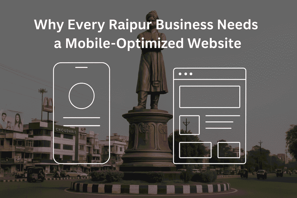 Raipur city skyline with a digital overlay representing web and app development