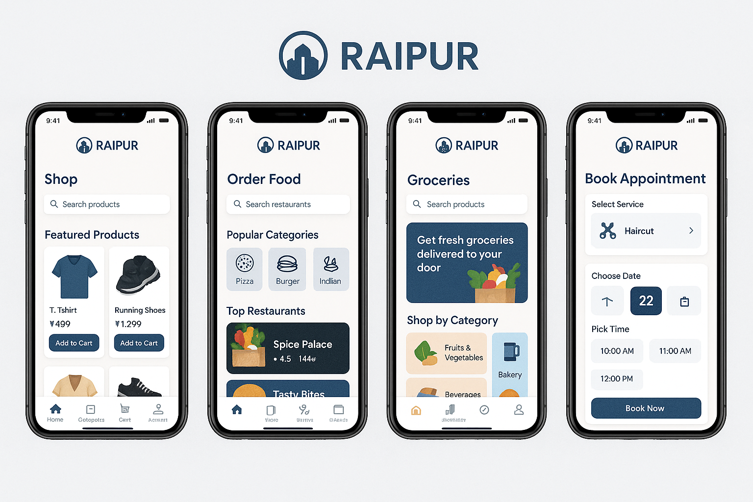 Example of a mobile app designed for a Raipur business.