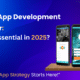Mobile App Development in Raipur 2025 promotional banner featuring three smartphone mockups displaying different app screens, with bold gradient blue and purple background text reading “Mobile App Development in Raipur: Easy & Essential in 2025?” and “Your 2025 App Strategy Starts Here!”