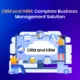 CRM and HRM business management solution dashboard illustrating sales, employee, and operations integration.
