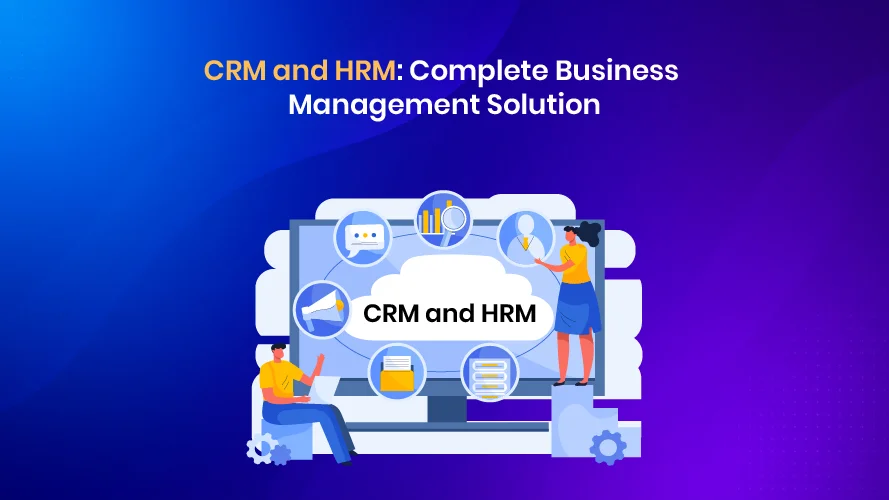 CRM and HRM business management solution dashboard illustrating sales, employee, and operations integration.